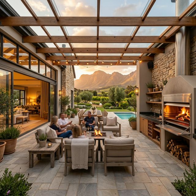 Stunning outdoor covered patio and built-in braai